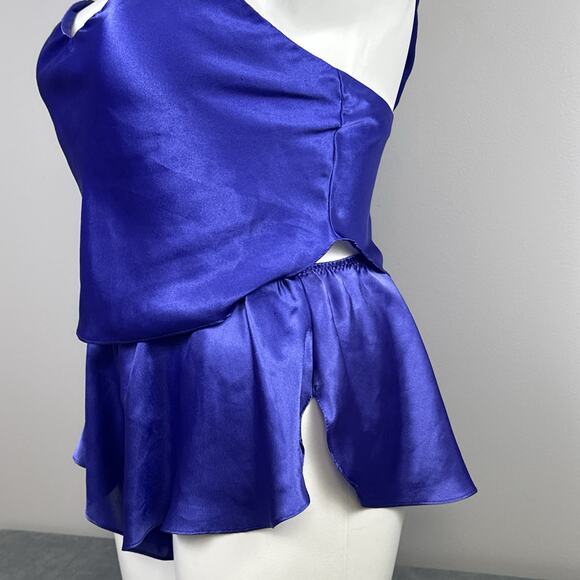 Vintage Delicates Purple Satin Lingerie Set M Medium 2 Piece Crop Cami Tap Short - Picture 5 of 11